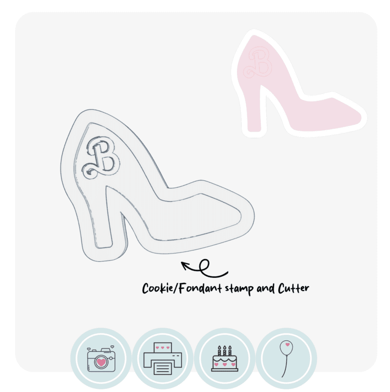 Heel with letter B | Fondant Cookie Stamp Cutter Set